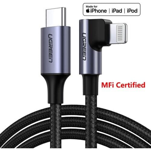 Original 90 degree MFI USB C to Lightning charging cable for iPhone 12 11 xs xr 8 Apple ipad PD fast charger Data short 25cm 2m