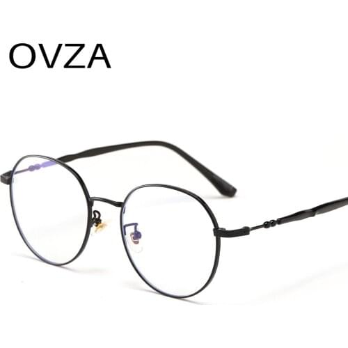 OVZA Retro Round Blue Light Blocking Glasses Women Vintage Optical Glasses Frame Mens S4019