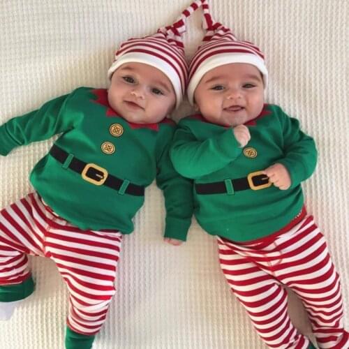 3PCS Christmas Newborn Baby Cosplay Costume Infant Clothes Sets With Party Ha Santa Claus Elves Outfits Cute Carnival Party