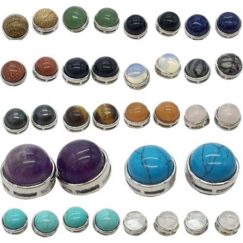 Tiger Eye Aventurine Lapis Lazuli Howlite Crystal Opal Jaspe Goldstone Blue Sand Carnelian Round Beads Stud Earrings WFH719