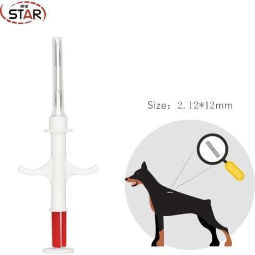 10pcs 1.4x8/2.12x12/1.25x7mm size FDX-B ISO11784/5 RFID implant chip syringe Animal microchip syringe for pet dog cat fish