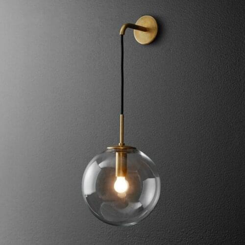 Modern Northern Europe Vintage Metal Glass Wall Lamp Industrial Indoor Lighting Bedside Lamps Indoor Light Sconce Wall Lights
