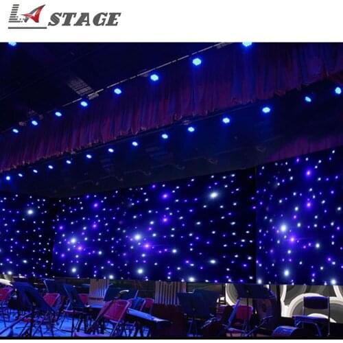 Free Shipping LED Backdrop Blue&White Fireproof Led Star Curtain LED Star Cloth Starry Sky Curtain DMX512