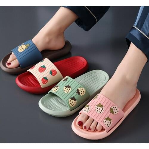Women Thick Platform Slippers Summer Fruit Beach Eva Soft Sole Slide Strawberry Men Ladies Indoor Bathroom Anti-slip Shoes