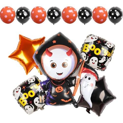 Halloween Party Decoration Aluminum Foil Balloon Yellow Pumpkin Ghost Black Bat Witch Mage Happy Halloween Home Decoration