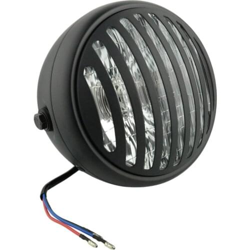 DC 12V Motorcycle 6.5" Grill Vintage Headlight Motorbike Retro Headlights Motor Moto Scooter Vintage Front Light Round Lamp