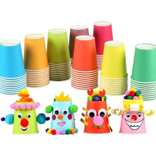High quality 10pcs/lot Disposable Solid Color Paper Cup For Wedding party supplies Children Creative DIY handmade materials