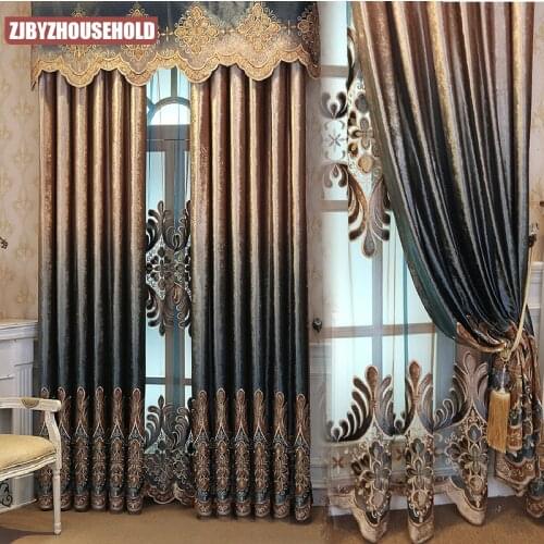 High-end European-style Luxury Living Room Curtains Shade Cloth Curtain Air Villa Bedroom Windows and French Windows Shalian