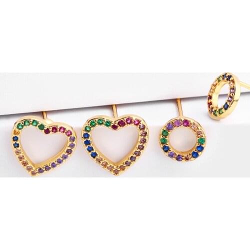 20 Styles Fashion Women CZ Stud Earrings Micro Paved Wedding Party Jewelry Classic Circle Rainbow CopperSimple Daily Design