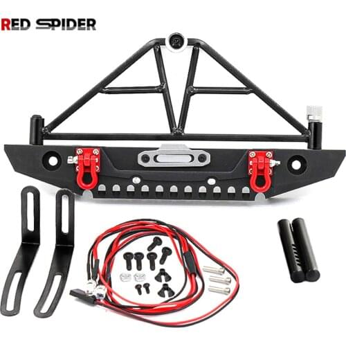 1set Metal Front Bumper with Led Light for 1/10 RC Crawler Traxxas TRX4 Sport 82024-4 Parts