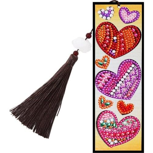 1PC Diamond Painting Bookmark 5D DIY Special Shaped Diamond Painting Leather Tassel Bookmark Craft Christmas Gift