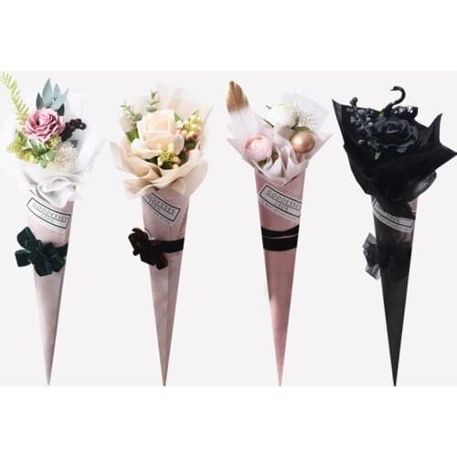 10pcs Rose Single Flower Bag Bouquet Wrapping Paper Plastic Opp Bag Floral Packaging Materials Accessory