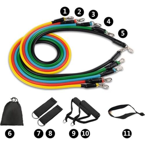 11pcs/set Pull Rope Fitness Exercises Resistance Bands Yoga Latex Tubes Crossfit Stretch Training Home Gyms Workout Elastic Band