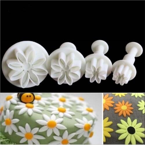 4Pcs Plum Flower Plunger Fondant Mold Cutter Cake Cookie Decorating Fondant Cookie Cutter Decorating Tools Baking Accessories