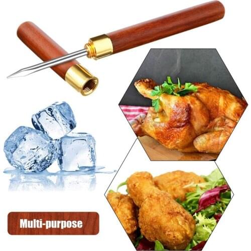 4Pcs Stainless Steel Ice Pick Wooden Handle Ice Pick with Cover for Kitchen Bars Picnics Camping and Restaurant 6.1 Inch