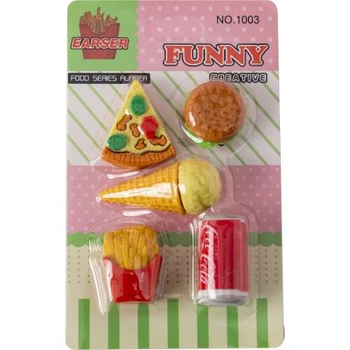 5 Pcs/Lot Creative Cute Burger Coke Fast Eraser Set Students Eraser Stationery Gift Wholesale