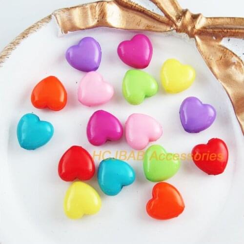 80 New Heart Solid Colours Acrylic Charms Love Spacer Beads Mixed 10x11mm