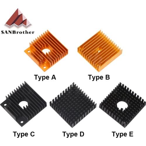 3D Printer Aluminum Motor Heatsink Black Gold Radiator 40 x 40 x 10mm for 42 stepper motor MK7/MK8 Extruder Heat Sink