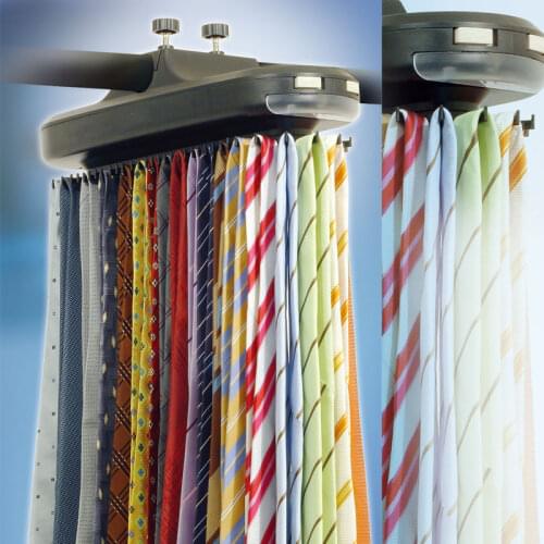 Automatic Tie Rack Belt Organizer Scarf Hangs up to 64 ties and 8 Belts With LED Light