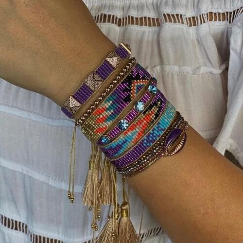 BLUESTAR MIYUKI Bracelet Gemetric Pattern Bracelet Femme Gold Copper Pulseras Mujer Shell Crystal Handmade Woven Armband 2021