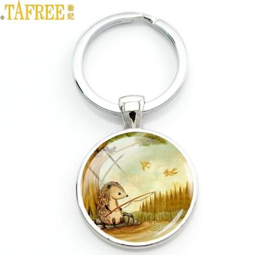 TAFREE Hedgehog Birds key charms for key Handmade Fashion car keychain animal style metal jewelry key chain holder H256