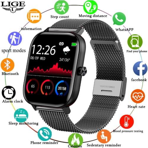 LIGE 2020 New Luxury brand Ladies watch Fitness watch heart Rate Blood pressure activity Tracker ladies Luxury Electronic watch