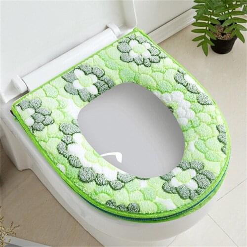 Zipper Flower Washable Toilet Seat Cover Overcoat Toilet Case For Bathroom Decor 1 Piece Warm Toilet Seat Pad Sitting Cover