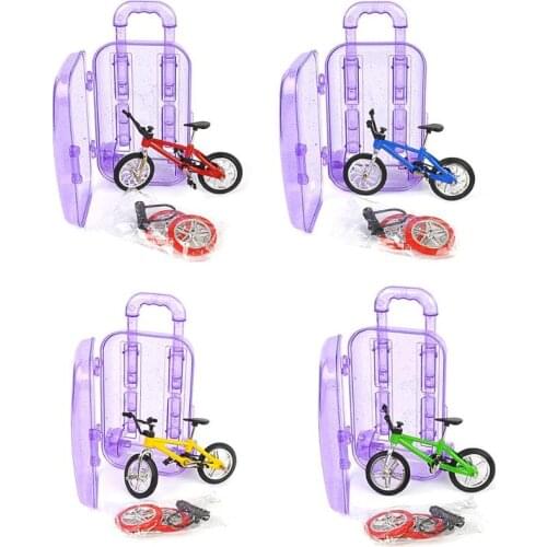 Simulation Alloy Bicycle Model Toy Set Finger Bicycle Trolley Case Kids Toy
