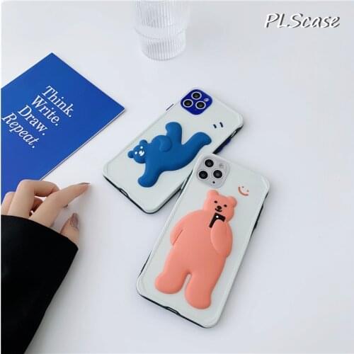 Cute 3D Cartoon Bear Case For iPhone 11 Pro Max X XS MAX XR 6 6s 7 8 Plus Soft Silicone Back Cover