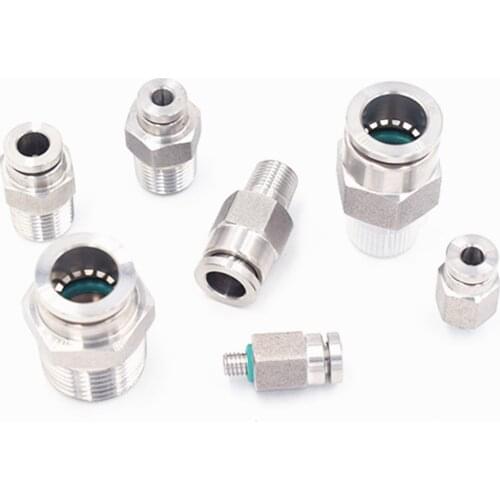 M5 1/8" 1/4" 3/8" 1/2" BSP Male Thread Air Pneumatic 304 Stainless Steel Push In Quick Connector Release Fitting Plumbing Gas