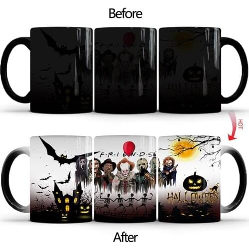 Creative Halloween Magic Coffee Mugs and Cups Color Changing Mug 350ml Tea Milk Ceramics Cup Novelty Gift For Your Friends