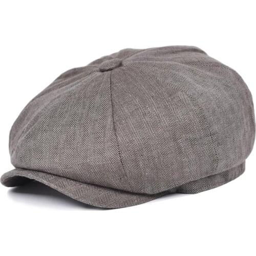 BOTVELA Herringbone Linen Bakerboy Caps Newsboy Cap Men Women Lightweight Breathable Flat Hat Apple Beret Hats 007