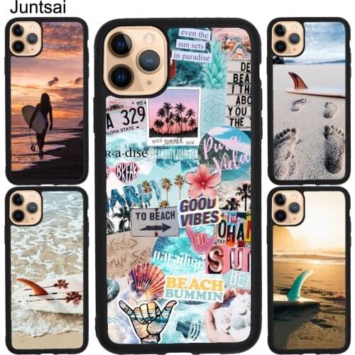 Beach Surf Board Ocean Waves Case For iPhone X XR XS Max 5S SE 2020 6S 8 7 Plus 12 mini 11 Pro Max Rubber Back Cover