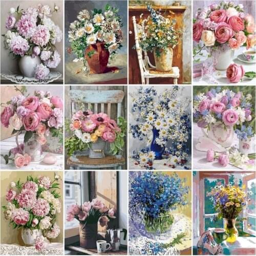 SDOYUNO Paint By Numbers Kits On Canvas Flowers DIY Frameless 60x75cm Oil Painting By Numbers Draw Numbers Home Decor
