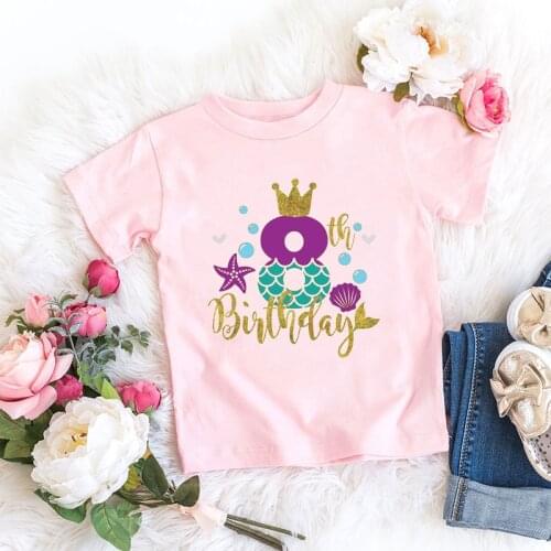 New arrival childrens clothing tshirt4.5.6.7.8 birthday clothing summer cute girls t shirt birthday gift clothing for children