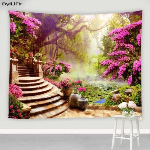 Plants Flowers Rural Scenery Wall Tapestry Garden Floral Background Cloth Living Room Bedroom Wall Hanging Screen Home Art Decor