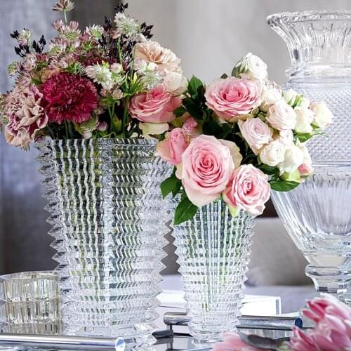 European Style Light Luxury Vase Square Bottle Round Bottle Bright Candle Holder Crystal Dining Table Living Room Crystal Decor