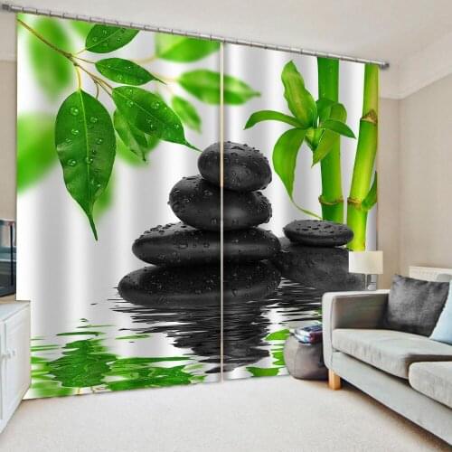 Luxury Blackout 3D Window Curtains For Living Room Photo green bamboo curtains 3D Window Curtains For Living Room