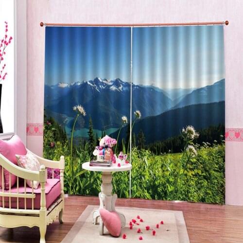 Green curtains Luxury Blackout 3D Window Curtain For Living Room landscape scenery curtain