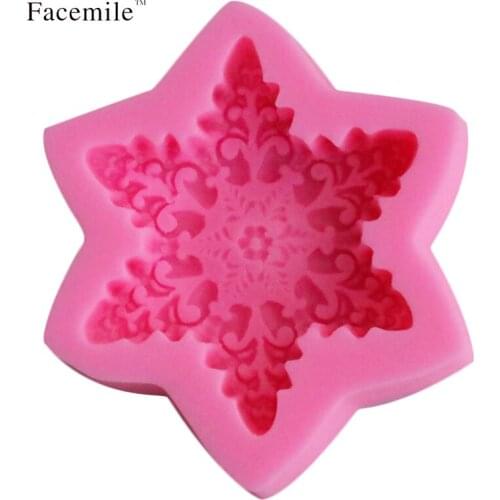 Christmas Snow Flake Shape Chocolate Candy Jello Silicone Mould Cartoon Figre/Cake Tools Soap Mold Sugar Craft Cake Decoration