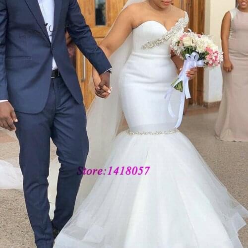 Country Style Rhinestones Wedding Dress Mermaid 2020 Bride Dresses Gowns Cheap Simple Robe de Mariage