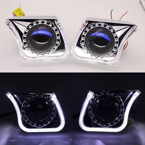 TAOCHIS YT140 3.0 inches bi xenon LED projector lens shroud DRL car headlights angel eyes white red blue yellow color