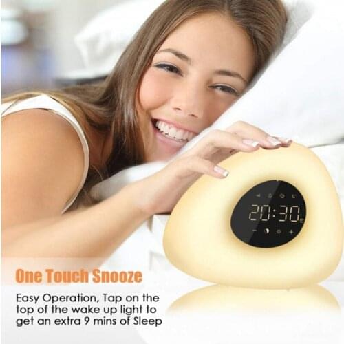 Intelligent LED Alarm Clock Wake-up Lamp Sunrise Sunset Colorful Sleep Lamp Bedside Table Lamp Clock Snooze Function Clocks