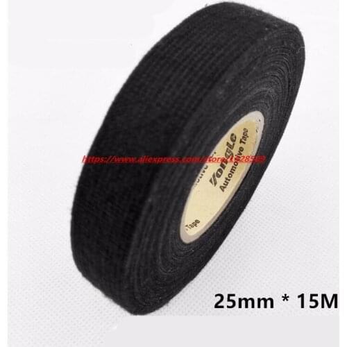 25mmx15m Universal Flannel fabric Cloth Tape automotive wiring harness Black Flannel Car Anti Rattle Self Adhesive Felt Tape
