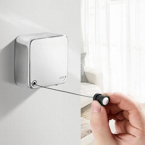 Retractable Clothes Drying Rack No Drilling Required Retractable Clothesline 3.8m Stainless Steel Drying Rope Laundry Storage