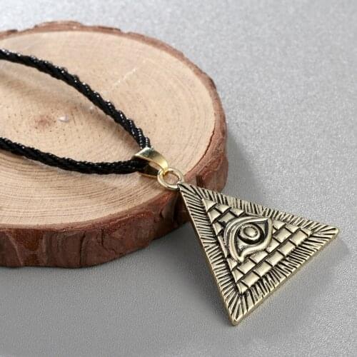 Vintage Egypt Pyramid All-Seeing Evil Eye Illuminati Necklace Egyptian Charm Pendants Necklaces Jewelry