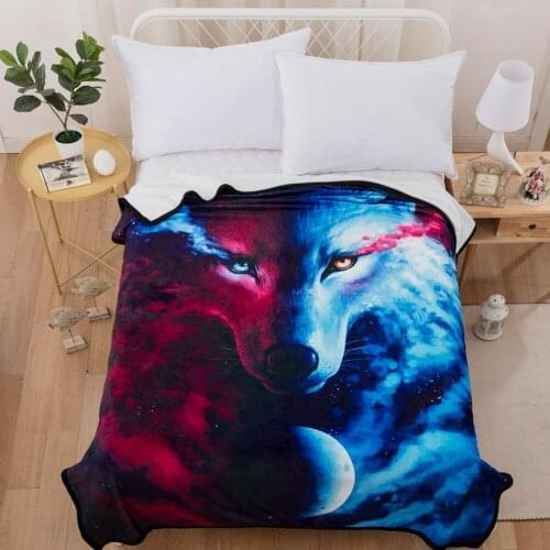 Weeping Wolf Eye Thick Fleece Blanket For Beds Double Velvet Plush Throw Blanket Adult Elk Wolves Animals Blanket Sheet