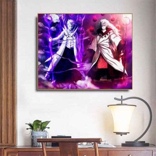 Japanese Anime Canvas Prints Uchiha Obito Uchiha Madara Rikudousennin Modo Cartoon Poster Wall Art Picture Painting Home Decor