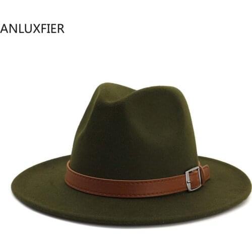 H7566 Korean Women Fedroas Hat British Vintage Simple Wool Felt Jazz Cap Lady Autumn Winter Fashion Flat Eave High Quallity Caps