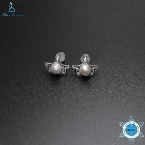 Ann & Snow Hot Sale 100% 925 Sterling Silver Eagle with Pearls Stud Earrings Women Sterling Silver Earrings Jewelry Gift